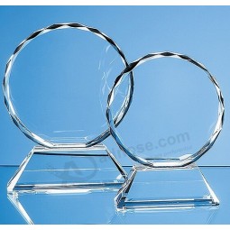 Venta al por mayor de la fábrica del premio del trofeo del vidrio cristal claro en blanco del girasol