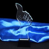 K9 troféu de troféu de vidro de cristal polegar com base preta atacado barato