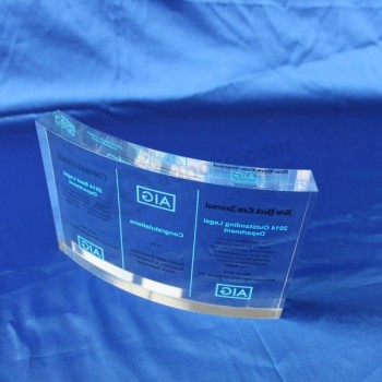 Commercio all'ingrosso personalizzato di alta qualità in acrilico trasparente trofeo evento laser inciso premio souvenir per le imprese