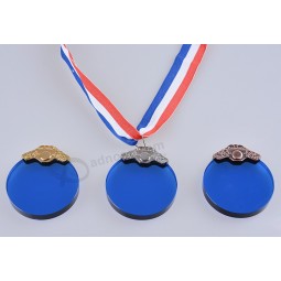 Customized Round Crystal Medal, Crystal Glass Medal for Sport Prize Items Cheap Wholesale