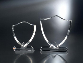Cristal claro personalizado placa de escudo k9 cristal trofeo premio al por mayor barato