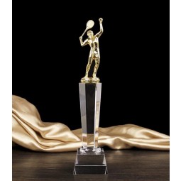 Wholesale Tennis Crystal Glass Trophy Award for Sports Souvenir