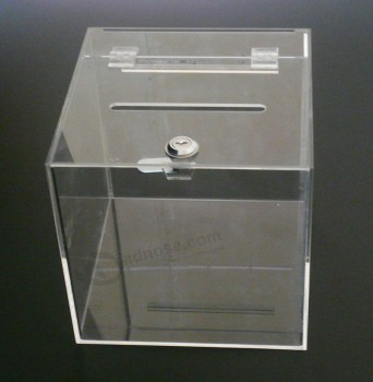 工場直接販売最高品質pmma透明なアクリルの寄付ボックス