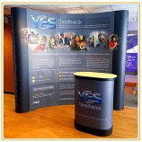 Factory direct wholesale top high quality Culture Campaign Display Stand with 10FT Curved Graphic