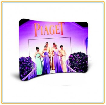 Factory direct customized hot sale 10ft Horizontal Curved Tension Fabric Exhibition Stand/Curved Fabric Back-Wall Display