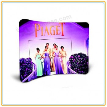 Factory direct customized hot sale 10ft Horizontal Curved Tension Fabric Exhibition Stand/Curved Fabric Back-Wall Display