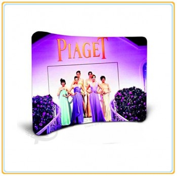 Factory direct customized hot sale 10ft Horizontal Curved Tension Fabric Exhibition Stand/Curved Fabric Back-Wall Display