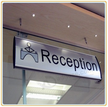 Wholesale customized high quality Aluminum Curved Hanging Sign/Reception Sign