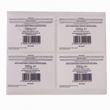 Autoadhesiva etiqueta de papel de encargo barato con código de barras