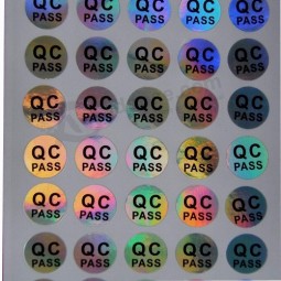 Zelf-Zelfklevende topkwaliteit hologram qc sticker goedkope groothandel