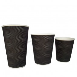 Taza de papel ondulada personalizada de fábrica para café y té con tapa