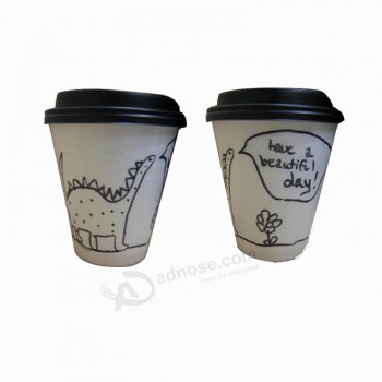 дешевые индивидуальные одноразовые бумажные стаканчики для горячего кофе с крышкой