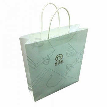 カスタムロゴ付き卸売ホワイトクラフト紙のショッピングバッグ