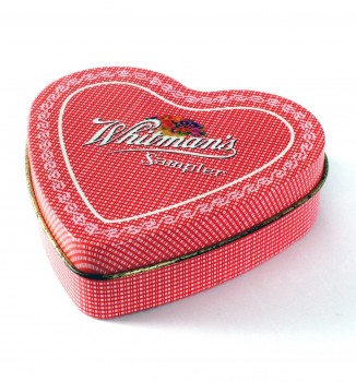 Coração personalizado-Caixa de doces em forma de lata de metal para casamento
