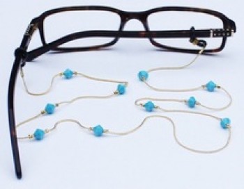 Benutzerdefinierte Türkis Farbe Gold Kette Brillen handgemachte Glas Frauen