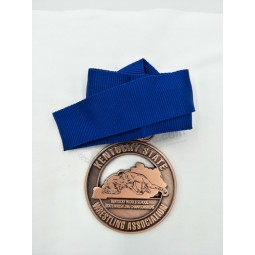 Cut out Logo Enamel Running Medal with Transfer Printed Lanyard Cheap Wholesale