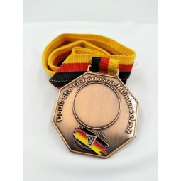 Goedkope custom antiek koper medaille met Duitsland groothandel in polyester lanyard
