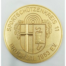 Chapado en oro sandblasting acabado de la moneda del logotipo al por mayor barato