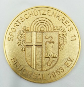 Chapado en oro sandblasting acabado de la moneda del logotipo al por mayor barato