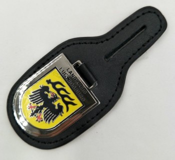 Cheap Promotion Leather Key Ring with Hard Enamel Badge Wholesale