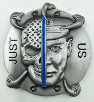 Custom Cool Fashion Antique Silver Plated Police Souvenir Badge Cheap Wholesale
