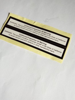 Autocollant d'étiquette imprimée de texte en gros de haute qualité en noir et Blanc
