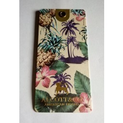 Venta al por mayor personalizada de alta calidad de la insignia de la hoJa de oro tarJeta gruesa color completo de impresión de etiquetas