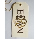 Groothandel aangepaste hoge kwaliteit goudfolie ontwerp met string ongEcoat paPier hangLaBel
