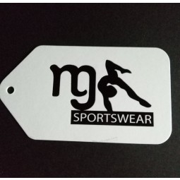 Großhandels kundenspezifisches Qualitätsstelle-UVschwarz-Logo-PaPier hangEtikett