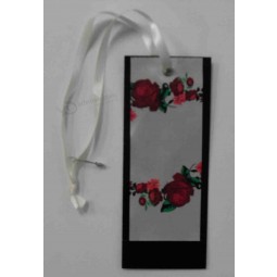 Großhandels kundengeBundene Qualität druckte Blumenentwurfs-SatinBandschwarzes leeres hangEtikett