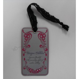 Wholesale customized high quality Printed Silver Colour with Black Lacework Hangtag