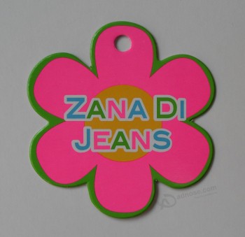 Wholesale customized high quality Printed Pink Fluorescent Die Cut Tag