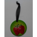Atacado personalizado de alta qualidade forma de círculo morango design hangTag