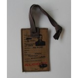 Atacado personalizado de alta qualidade lona material silkcreen impresso hangTag