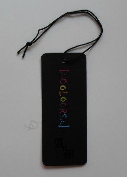 Wholesale customized high quality Silkcreen Printed White Colour Black Card Hangtag