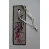 Atacado personalizado de alta qualidade costura linhas de material de lona impressa hangTag