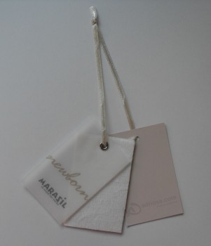 Wholesale customized high quality Attached White Satin Ribbon Assembly Hangtag