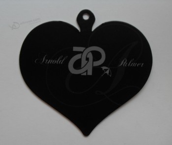 Wholesale customized high quality Die Cut Heart Shape Printed Black Hangtag