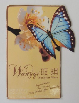 Wholesale customized high quality Printed Full Colours Flower Butterfly Design Clothing Hangtag