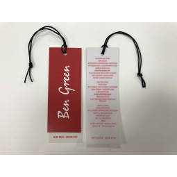 Atacado personalizado de alta qualidade cartão de papel vermelho e roupas de papel de arroz hangTag