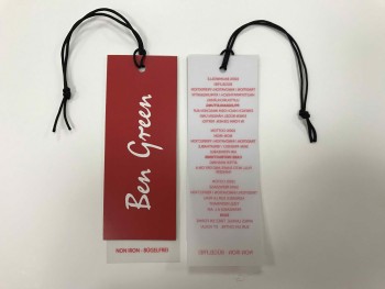 Wholesale customized high quality Red Paper Card and Rice Paper Clothing Hangtag