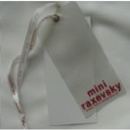 Wholesale customized high quality Satin Ribbon with Paper Printed Clothing Hangtag