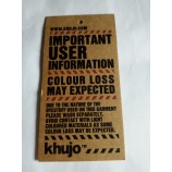 Atacado personalizado de alta qualidade impressos fraseios kart card roupas hangTag