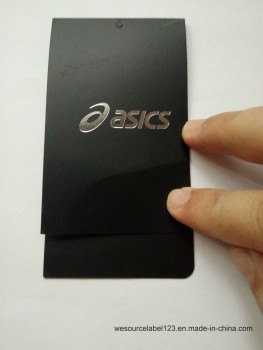 Wholesale customized high quality Silver Foil Logo Printing Black Hangtag