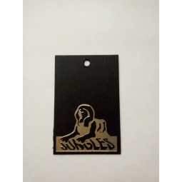 FaBrieksgerichte groothandel aangepaste topkwaliteit zwarte kaart met zilverfolie ontwerp hangLaBel