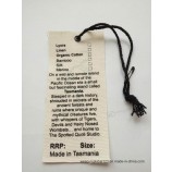FaBriek groothandel aangepaste topkwaliteit canvas materiaal zeefdruk zwarte hangLaBel
