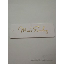 Factory direct wholesale customized top quality Thick White Paper Gold Foil Logo Hangtag