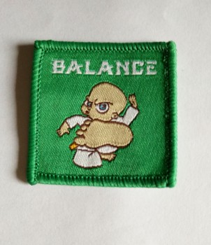 Factory direct wholesale customized top quality Green and Yellow Rectangle Shape School Woven Badge