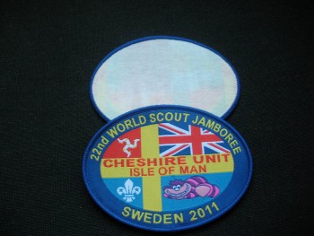 FaBriek directe groothandel aangepaste topkwaliteit ovale vorm merrow grens promotie damast geweven Badge
