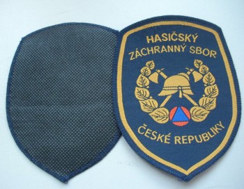 Factory direct wholesale customized top quality Black Backing Overlocking Clothing Woven Badge